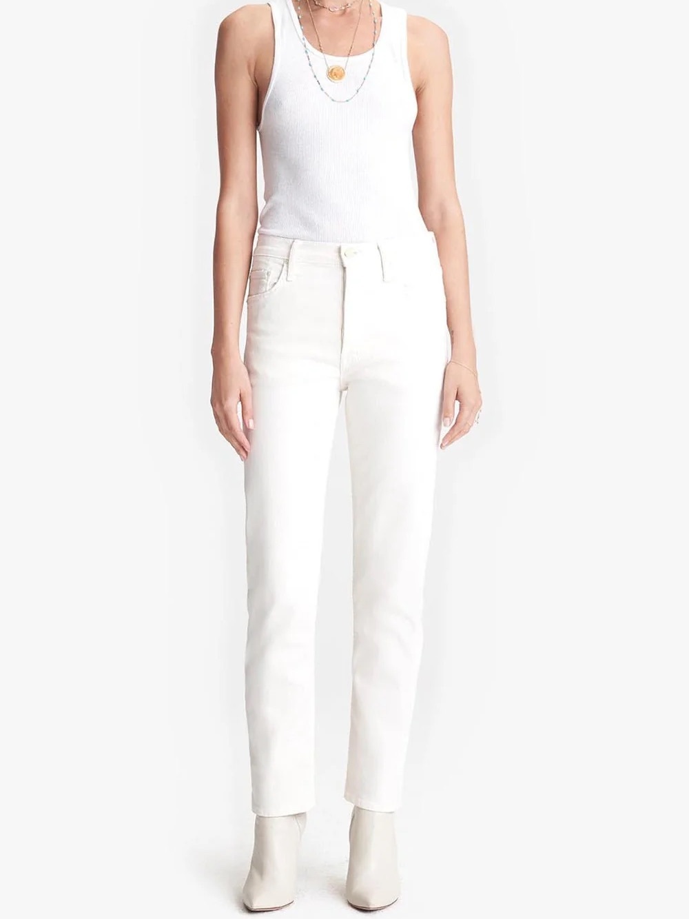 MOTHER Tomcat Ankle High Waist Jeans in Cream Puffs $218